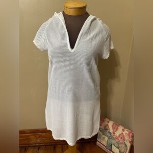 JORDAN TAYLOR Women's Made In USA Knitted Short Sleeve Hooded Swim Cover Tunic S